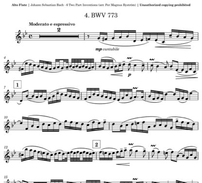 Six Two Part Inventions for flute duet | ScoreVivo