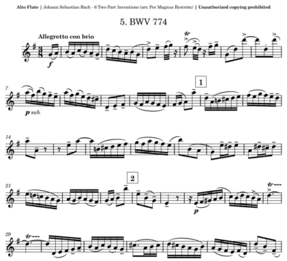 Six Two Part Inventions for flute duet | ScoreVivo