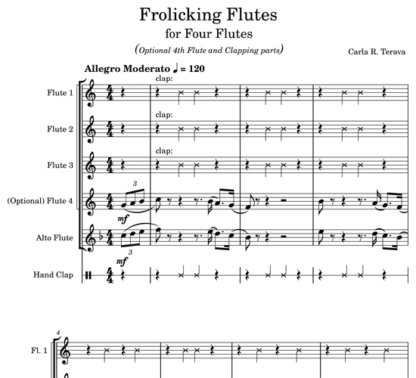 Frolicking Flutes for flute quartet | ScoreVivo