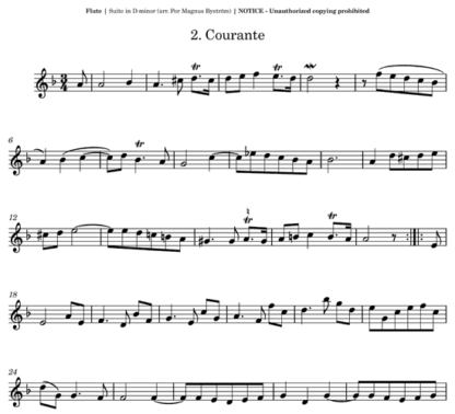 Suite in D minor, HWV 447 for C flute, Bb clarinet, and contrabass flute | ScoreVivo