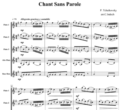Chant Sans Parole for flute quintet | ScoreVivo