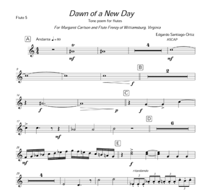 Dawn of a New Day for flute octet | ScoreVivo