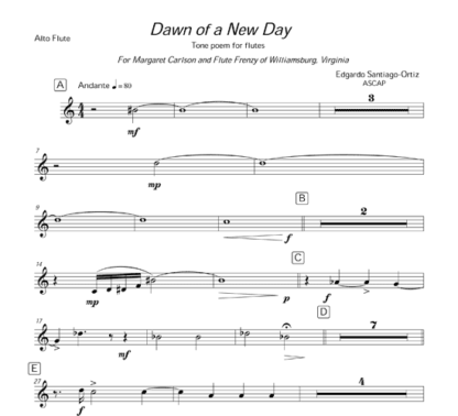 Dawn of a New Day for flute octet | ScoreVivo
