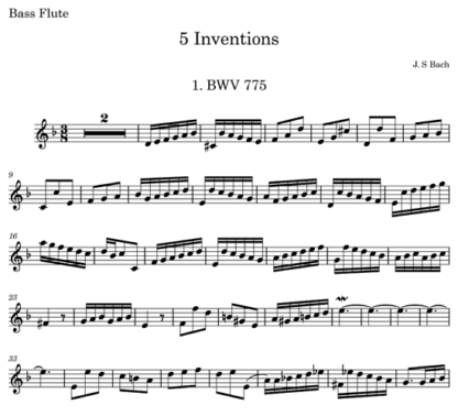 Five Two Part Inventions for flute duet | ScoreVivo