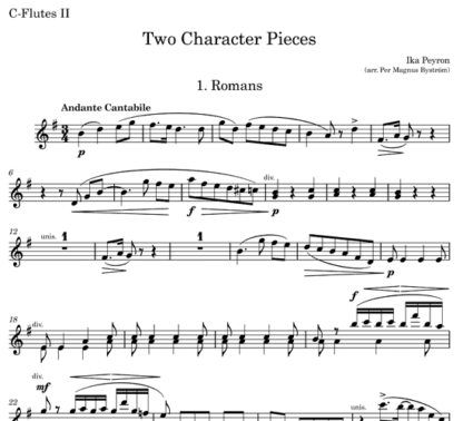 Two Character Pieces, Op 19 for flute nonet | ScoreVivo