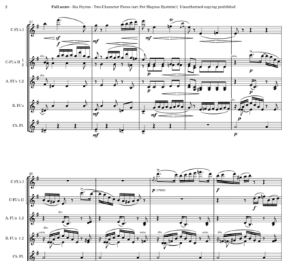 Two Character Pieces, Op 19 for flute nonet | ScoreVivo