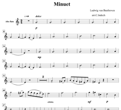 Minuet, Op 10, No 3 for flute sextet | ScoreVivo