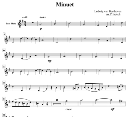 Minuet, Op 10, No 3 for flute sextet | ScoreVivo