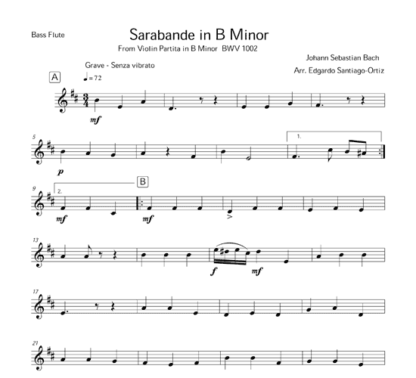 Sarabande in B minor for flute quintet | ScoreVivo