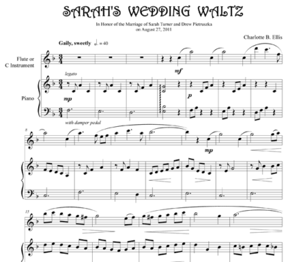 Sarah's Wedding Waltz for flute and piano | ScoreVivo