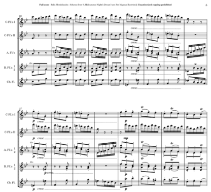 Scherzo, A Midsummer Night's Dream, Op 61 for flute nonet | ScoreVivo