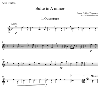 Suite in A minor, TWV 55:a2 for flute octet | ScoreVivo