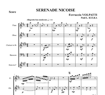 Serenade Niçoise for flute, oboe, clarinet, horn, and bassoon | ScoreVivo