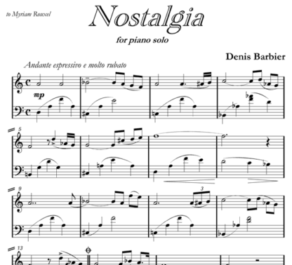 Nostalgia for piano solo | ScoreVivo