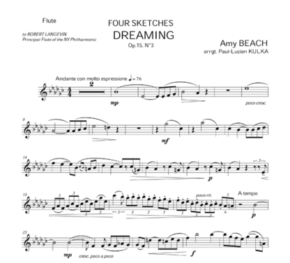 Dreaming Op 15 No 3 for flute and piano | ScoreVivo