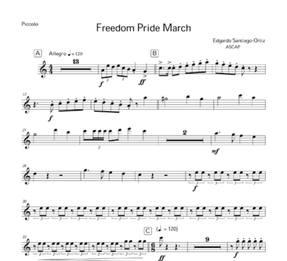 Freedom Pride March for flute septet and drums | ScoreVivo