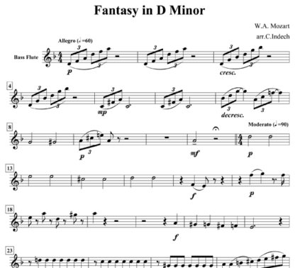 Fantasy in D minor for flute sextet | ScoreVivo