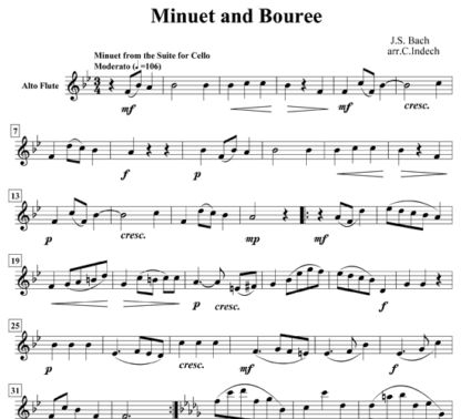 Minuet and Bouree for flute sextet | ScoreVivo