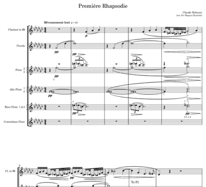 Premiere Rhapsodie for flute and clarinet decet | ScoreVivo