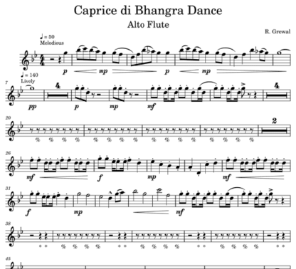 Caprice di Bhangra Dance for flute sextet | ScoreVivo