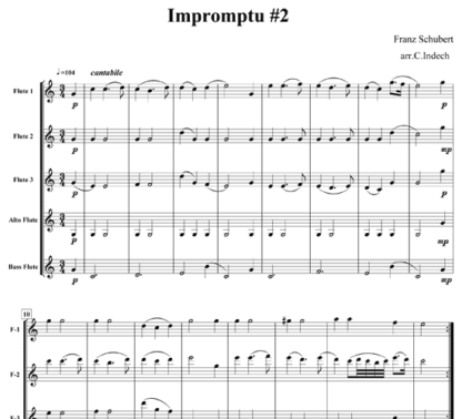 Impromptu No 2 for flute quintet | ScoreVivo