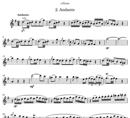 Divertimento in D Major, KV 136 for flute septet | ScoreVivo