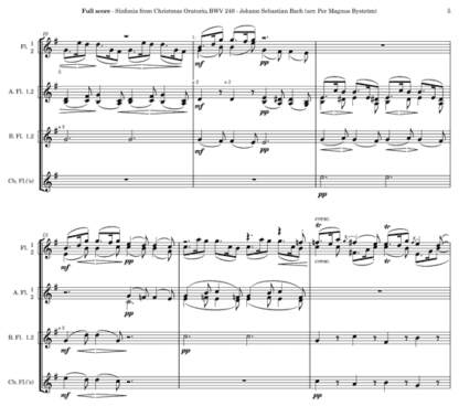 Sinfonia from Christmas Oratorio BWV 248 for flute septet | ScoreVivo