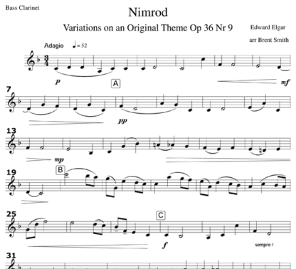 Nimrod from Enigma Variations, Op 36, No 9, for clarinet quartet | ScoreVivo