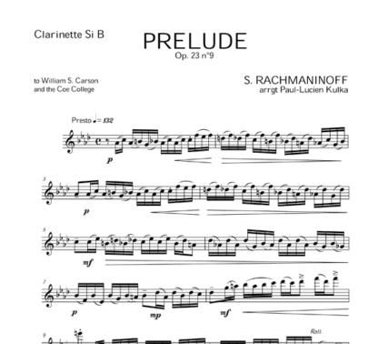 Prelude, Op 23, No 9 for flute, oboe, clarinet, horn, and bassoon | ScoreVivo