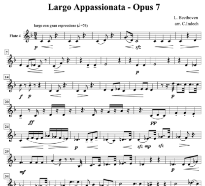 Largo Appassionata, Op 7 for flute sextet | ScoreVivo