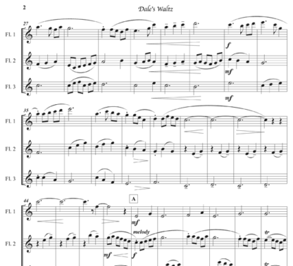 Dale's Waltz for flute trio | ScoreVivo