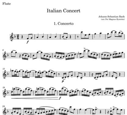 Italian Concerto, BWV 971 for flute, clarinet, and cello trio | ScoreVivo