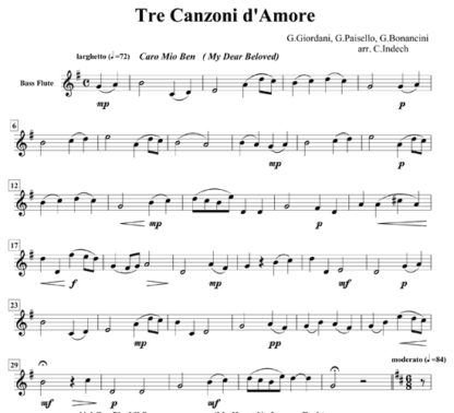 Tre Canzoni d'Amore for flute quintet | ScoreVivo