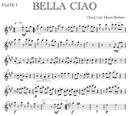 Bella Ciao for flute quintet | ScoreVivo