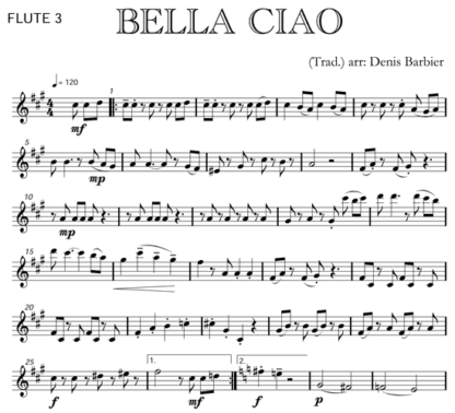 Bella Ciao for flute quintet | ScoreVivo