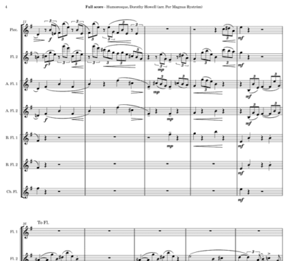 Humoresque for flute septet | ScoreVivo