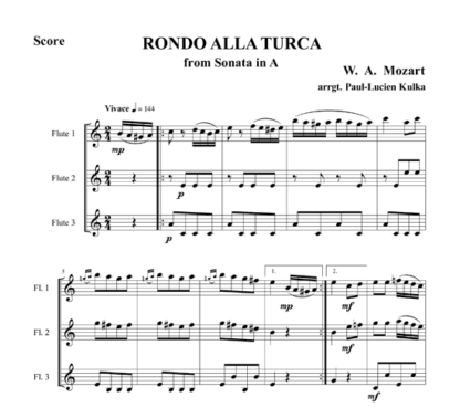 Rondo alla Turca for flute trio | ScoreVivo