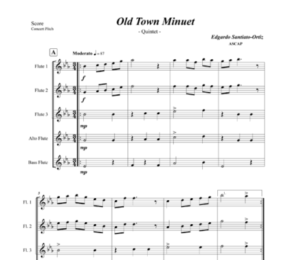 Old Town Minuet for flute quintet | ScoreVivo