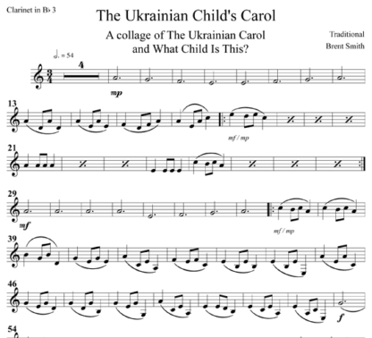 The Ukrainian Child's Carol for clarinet quartet | ScoreVivo