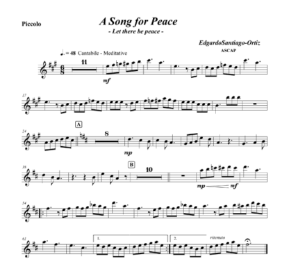 A Song for Peace (Let There Be Peace) for flute octet and string bass optional | ScoreVivo