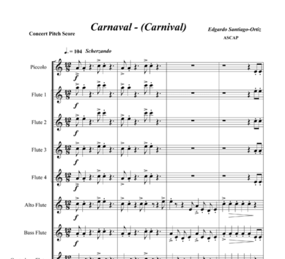 Carnaval (Carnival) for flute octet and string bass optional | ScoreVivo