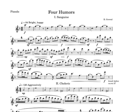 Four Humors for flute quartet | ScoreVivo