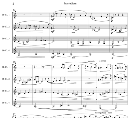 Praeludium I, Op.16 for clarinet quartet | ScoreVivo