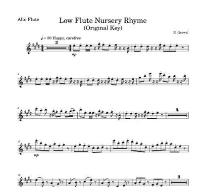 Low Flutes Nursery Rhyme for flute quartet | ScoreVivo