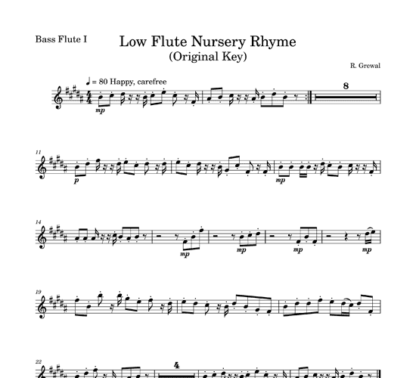 Low Flutes Nursery Rhyme for flute quartet | ScoreVivo