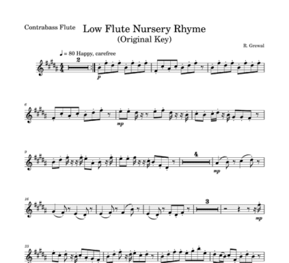 Low Flutes Nursery Rhyme for flute quartet | ScoreVivo