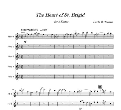 The Heart of St. Brigid for flute quintet | ScoreVivo