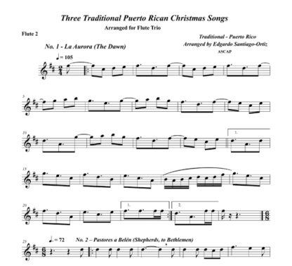 Three Traditional Puerto Rican Christmas Songs for flute trio | ScoreVivo
