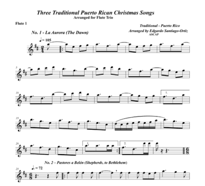 Three Traditional Puerto Rican Christmas Songs for flute trio | ScoreVivo