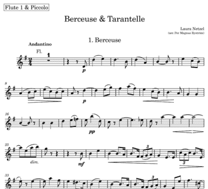 Berceuse & Tarantelle for flute nonet | ScoreVivo